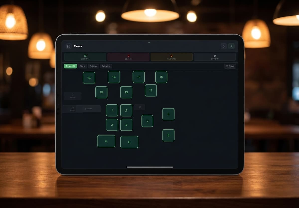 Mapa del salón con estado de mesas