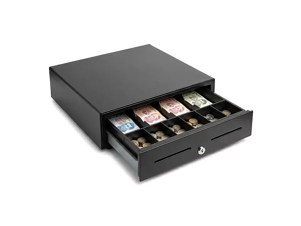 Cash drawer with bills and coins
