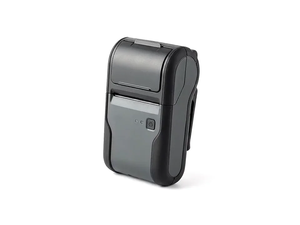 Portable receipt printer with a clip